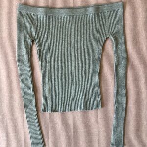 Forever 21 Off-Shoulder Gray Ribbed Sweater